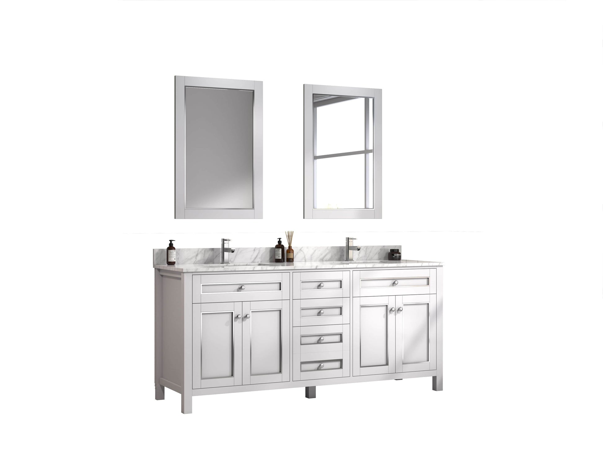 Legion Furniture WV2272-W Legion Furniture WV2272-W 72" White Finish Sink Vanity Cabinet with Carrara White Top