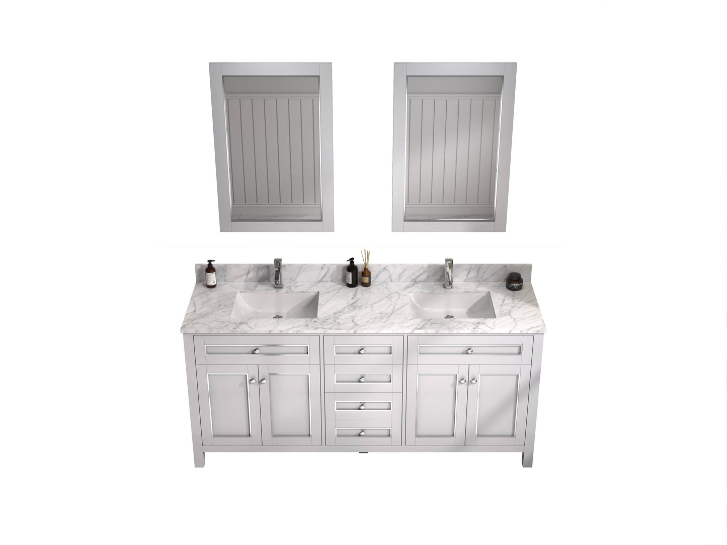 Legion Furniture WV2272-W Legion Furniture WV2272-W 72" White Finish Sink Vanity Cabinet with Carrara White Top