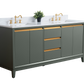 72 Inch Double Sink Bathroom Vanity in Vintage Green with Marble Countertop - Vanity Art VA8072-DVG