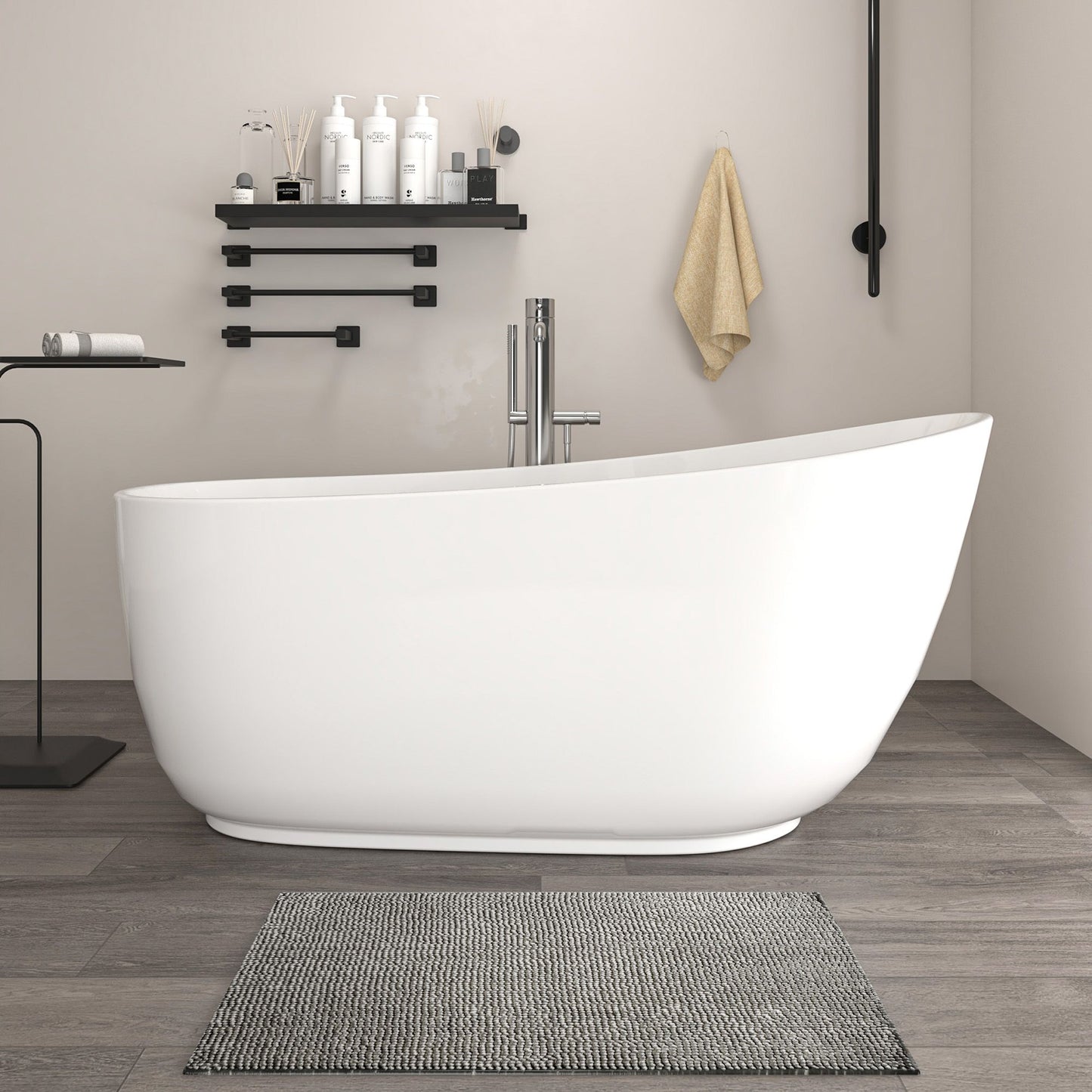 Freestanding Solid Surface Resin Matte Bathtub 67 Inch x 31.5 Inch - Vanity Art VA6911-ML