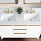 54 Inch Double Sink Bathroom Vanity in White with Marble Countertop - Vanity Art VA8054-DW