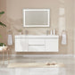 60 Inch LED Lighted Wall Hung Double Sink Bathroom Vanity in White with Resin Top - Vanity Art VA6060DWL