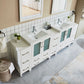 96 Inch Double Sink Bathroom Vanity in White with Ceramic Countertop - Vanity Art VA3030-96W