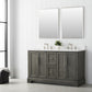 54 Inch Double Sink Bathroom Vanity in Gray with Marble Countertop & Backsplash - Vanity Art VA5054-SG