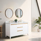 54 Inch Double Sink Bathroom Vanity in White with Marble Countertop - Vanity Art VA8054-DW