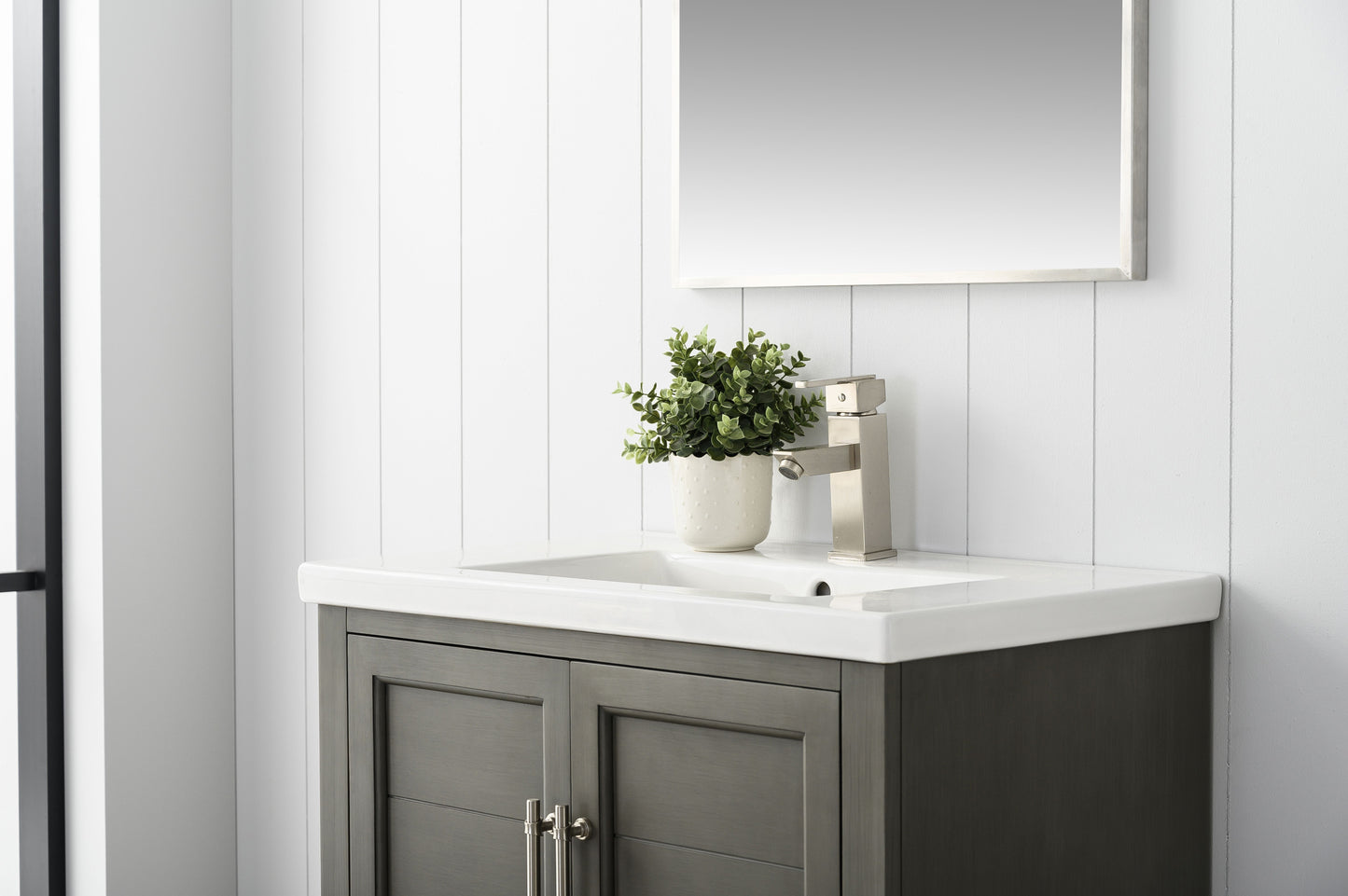 30 Inch Single Sink Bathroom Vanity in Gray with Ceramic Sink and Countertop - Vanity Art VA5030-SG