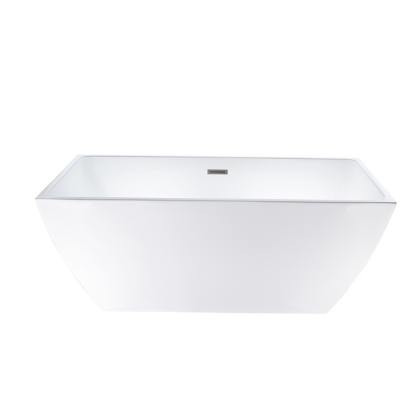 59 Inch Freestanding White Acrylic Bathtub with Overflow And Pop-Up Drain - Vanity Art VA6821-SBN