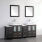 72 Inch Double Sink Bathroom Vanity in Espresso with Marble Countertop - Vanity Art VA3124-72E