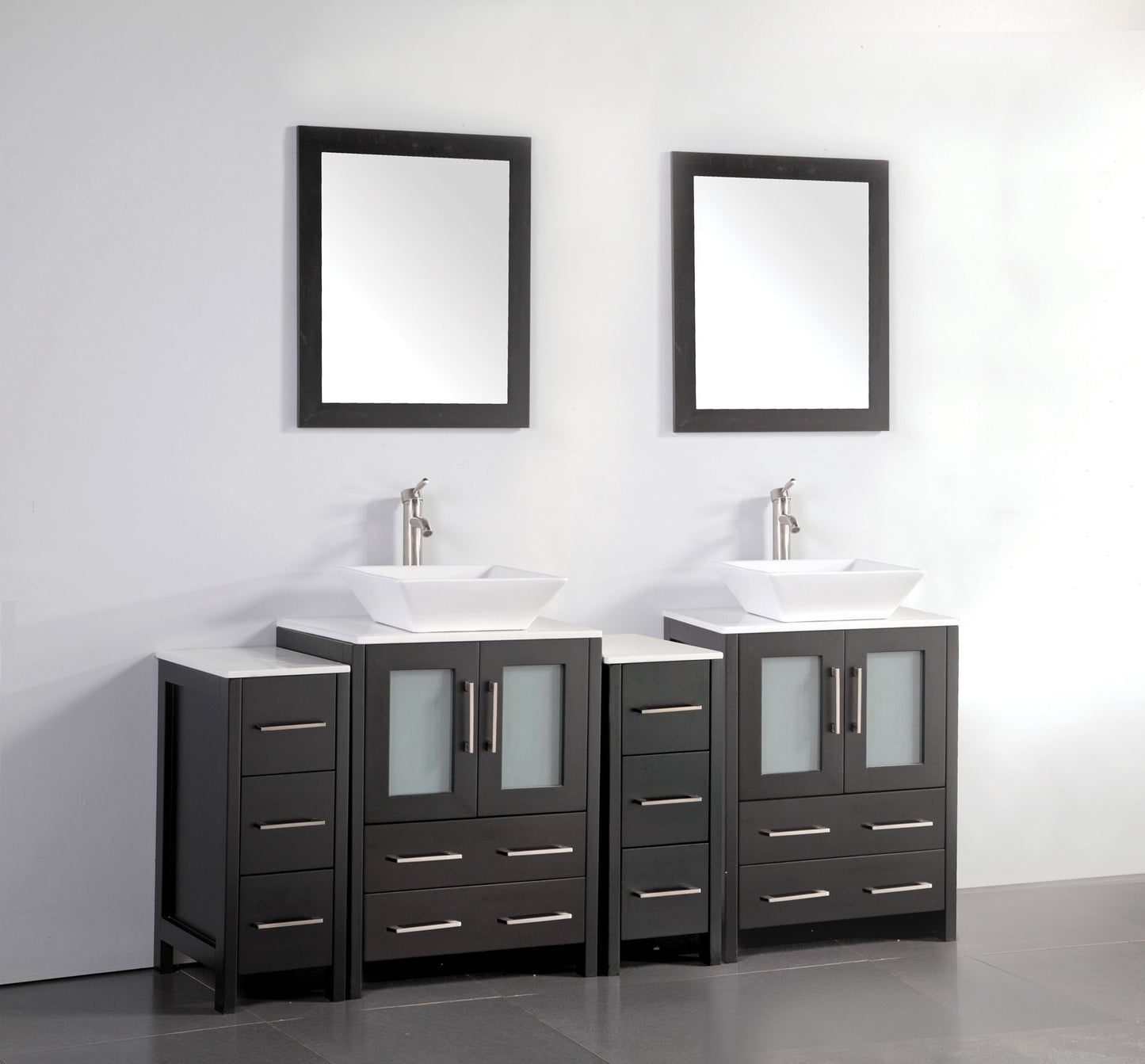 72 Inch Double Sink Bathroom Vanity in Espresso with Marble Countertop - Vanity Art VA3124-72E