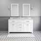 MADISON 60"W x 34"H Pure White Double-Sink Vanity + Faucets & Mirrors