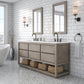 OAKMAN 72"W x 34.3"H Gray Oak Double-Sink Vanity with Carrara White Marble Countertop + Rectangular Mirrors