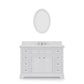 DERBY 48"W x 34"H Pure White Single-Sink Vanity with Carrara White Marble Countertop + Mirror