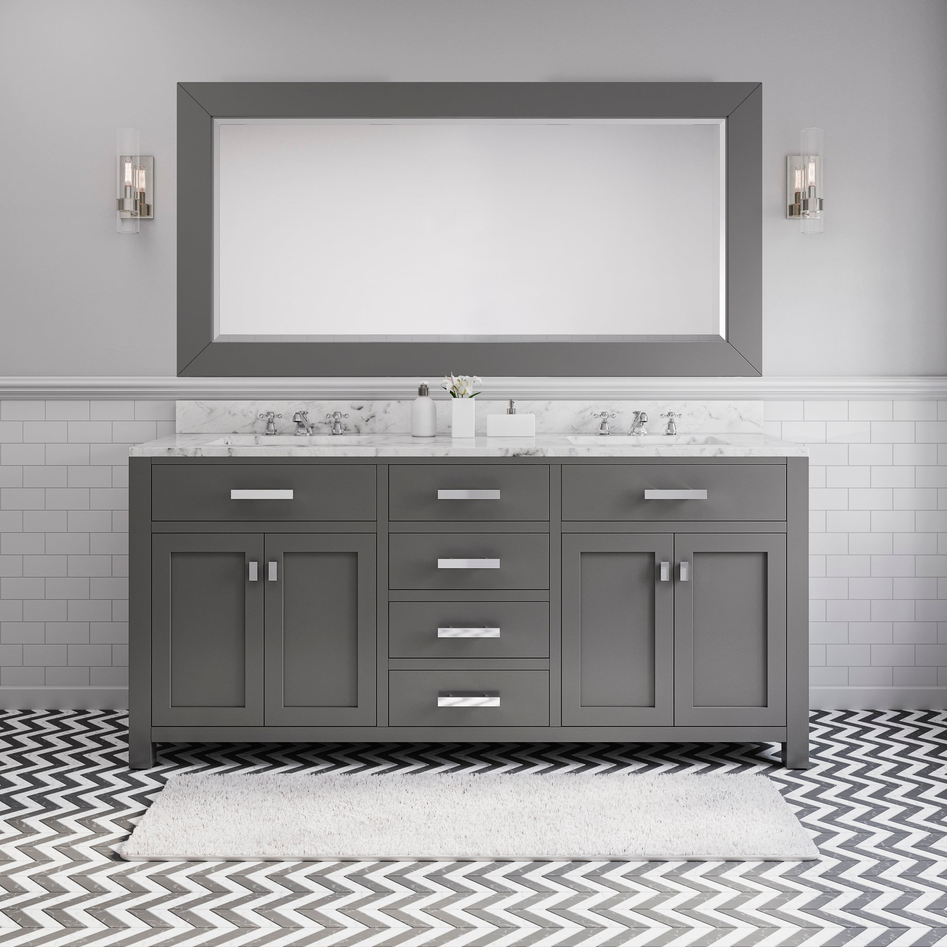 MADISON 72"W x 34"H Cashmere Gray Double-Sink Vanity + Mirror