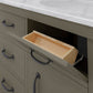 ABERDEEN 60"W x 34"H Grizzle Grey Double-Sink Vanity with Carrara White Marble Countertop