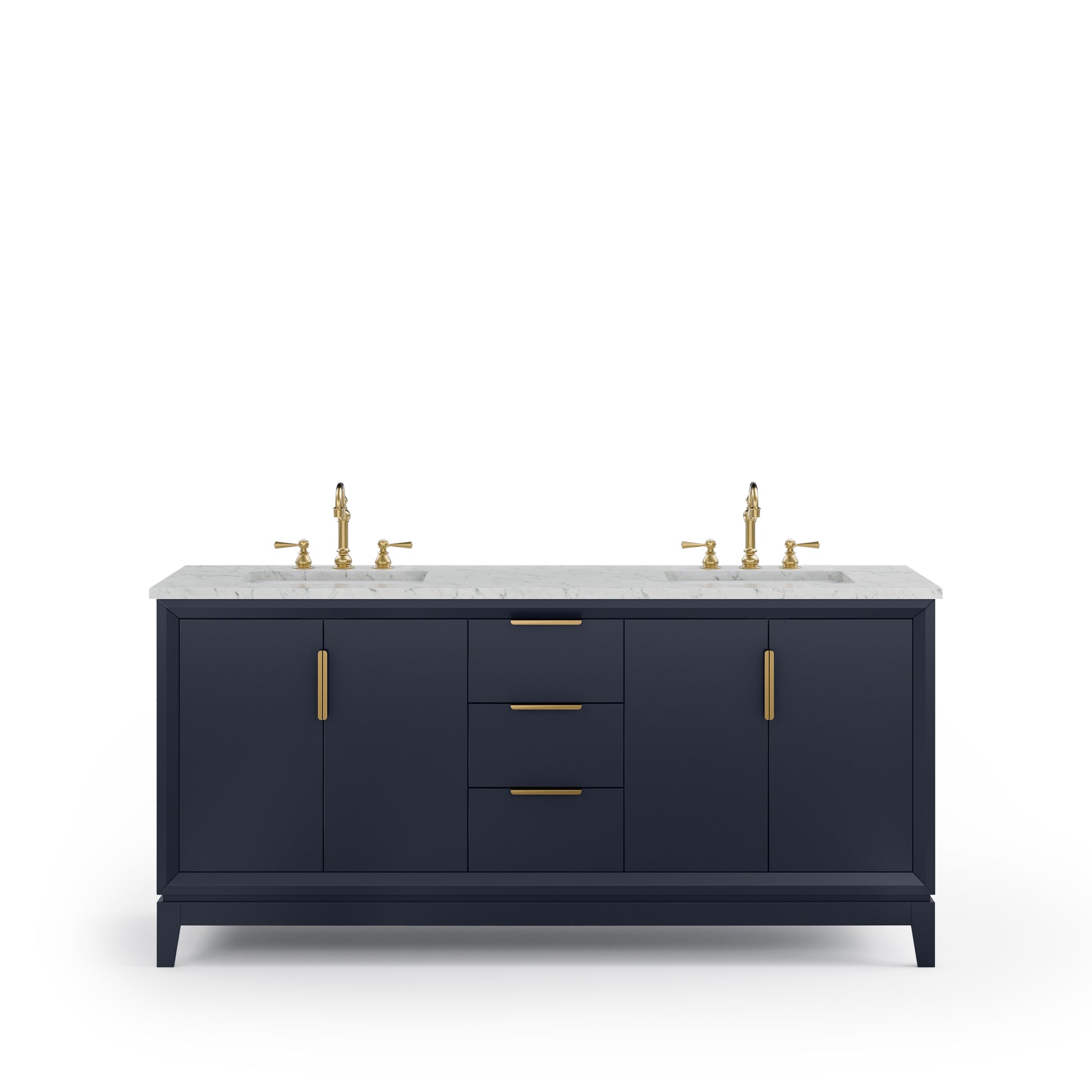 ELIZABETH 72"W x 34.25"H Monarch Blue Double-Sink Vanity with Carrara White Marble Countertop + Faucets (F2-0012-06-TL)