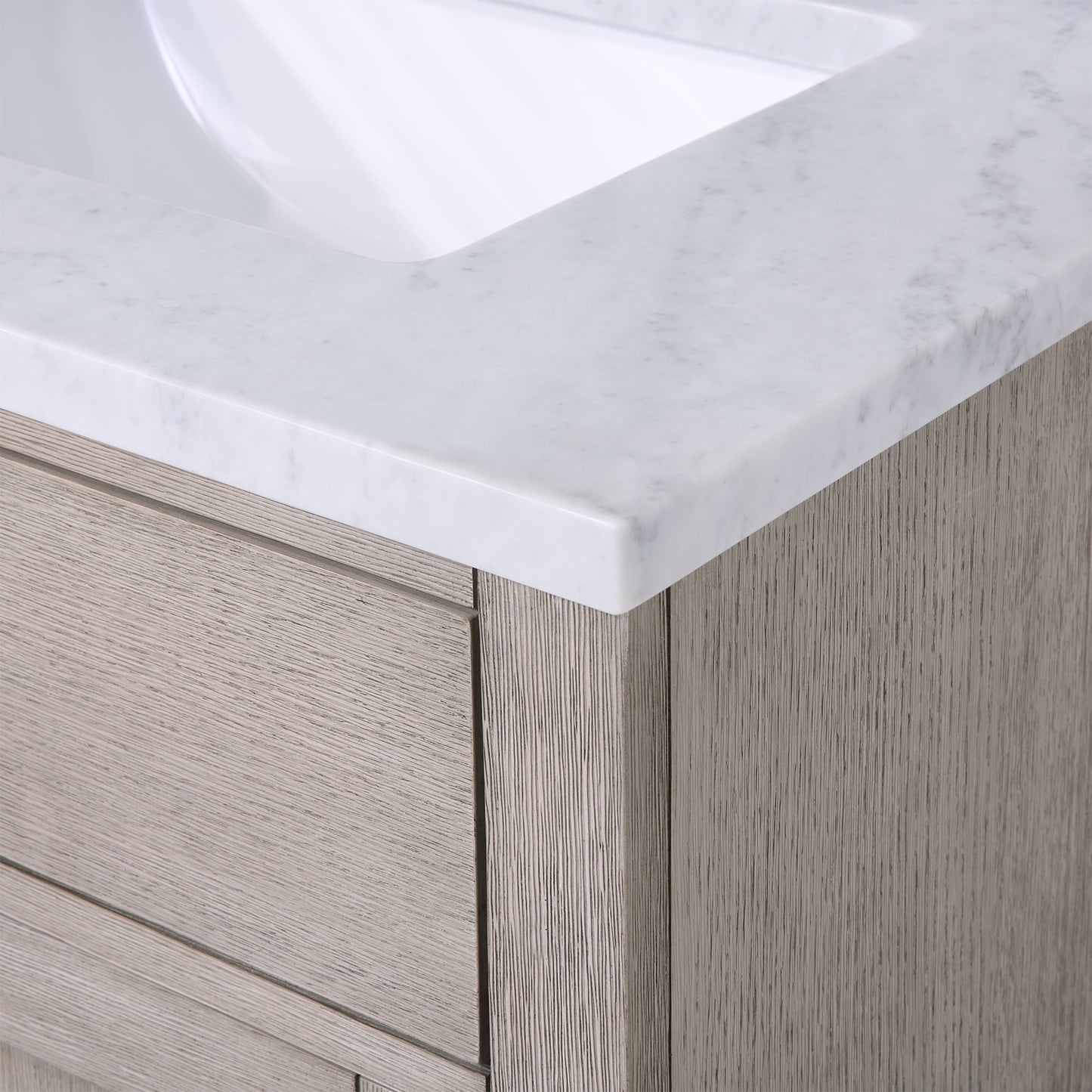 CHESTNUT 30"W x 34.2"H Gray Oak Single-Sink Vanity with Carrara White Marble Countertop