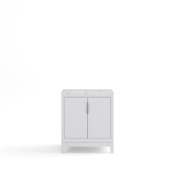 ELIZABETH 30W x 34.25H Pure White Single-Sink Vanity with Carrara White Marble Countertop