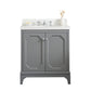 QUEEN 30"W x 34"H Cashmere Gray Single-Sink Vanity with Carrara Quartz Countertop + Faucets (F2-0009-01-BX)