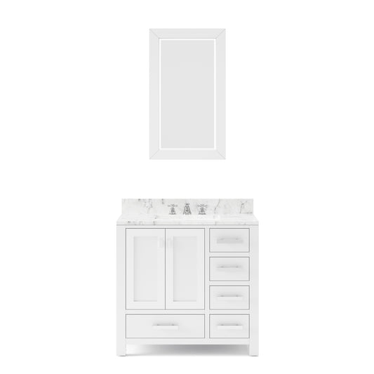 MADISON 36"W x 34"H Pure White Single-Sink Vanity + Mirror