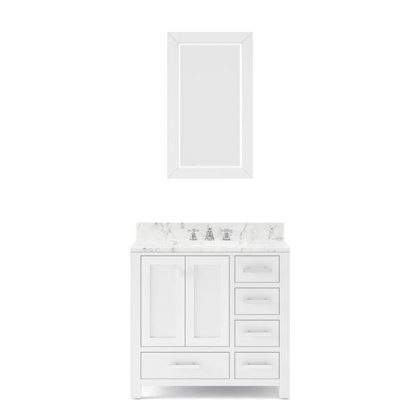 MADISON 36W x 34H Pure White Single-Sink Vanity + Mirror