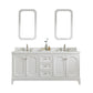 QUEEN 72"W x 34"H Pure White Double-Sink Vanity with Carrara Quartz Countertop + Faucets & Mirror (F2-0012)