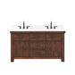 ABERDEEN 60"W x 34"H Sierra Rustic Double-Sink Vanity with Carrara White Marble Countertop + Hook Faucets