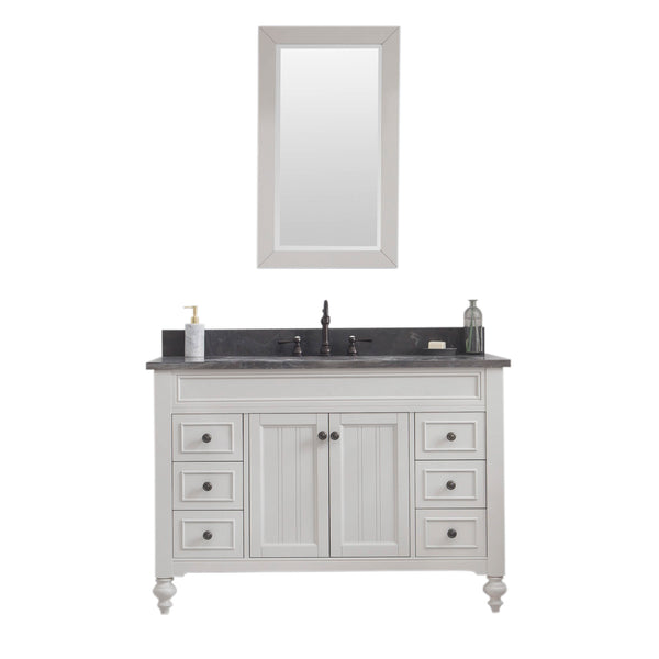 POTENZA 48W x 34H Earl Gray Vanity with Blue Limestone Countertop + Faucets B & Mirror