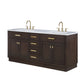 CHESTNUT 72"W x 34.2"H Brown Oak Double-Sink Vanity with Carrara White Marble Countertop