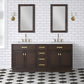 CHESTNUT 72"W x 34.2"H Brown Oak Double-Sink Vanity with Carrara White Marble Countertop + Faucets & Mirrors