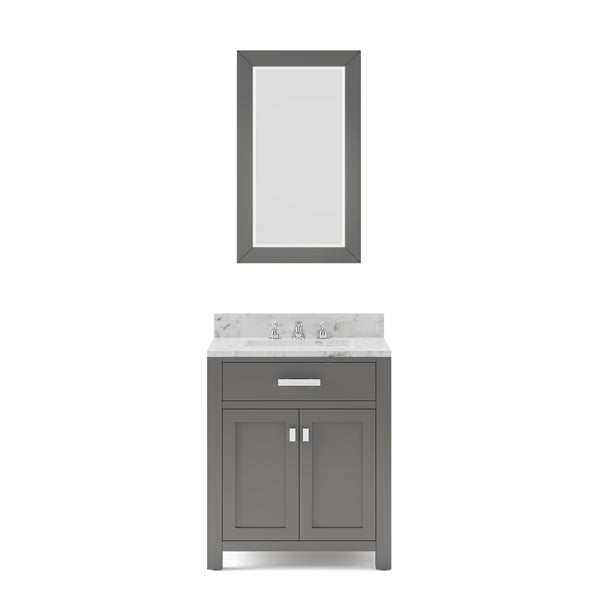 MADISON 30W x 34H Cashmere Gray Single-Sink Vanity + Faucets & Mirror