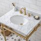 EMBASSY 30"W x 34"H  Single Washstand , P-Trap, Countertop with Sink, F2-0012 Faucet and Mirror included, in Satin Gold Finish