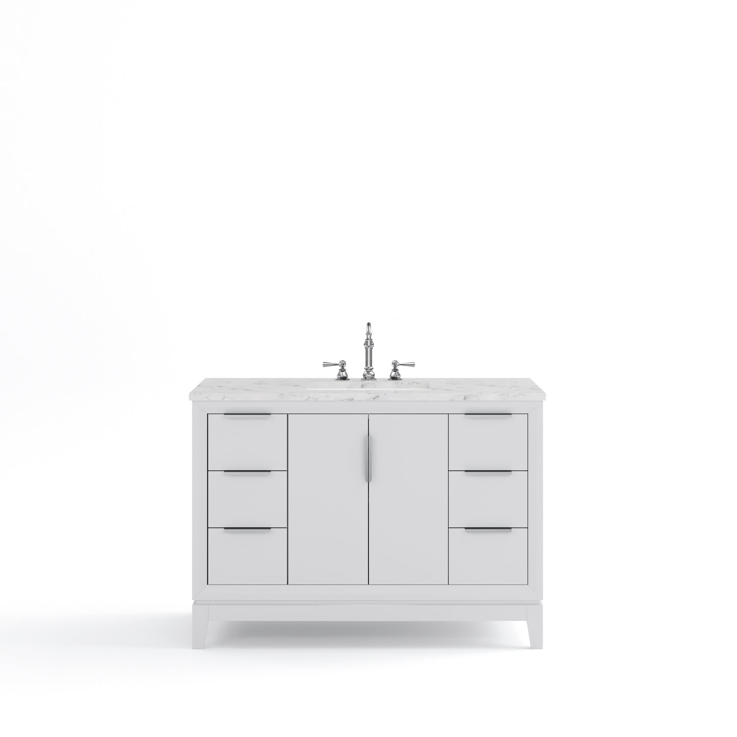 ELIZABETH 48"W x 34.25"H Pure White Single-Sink Vanity with Carrara White Marble Countertop + Faucets (F2-0012-01-TL)