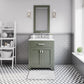 MADISON 30"W x 34"H Glacial Green Single-Sink Vanity with Carrara White Marble Countertop + Mirror