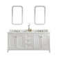 QUEEN 72"W x 34"H Pure White Double-Sink Vanity with Carrara Quartz Countertop + Mirror