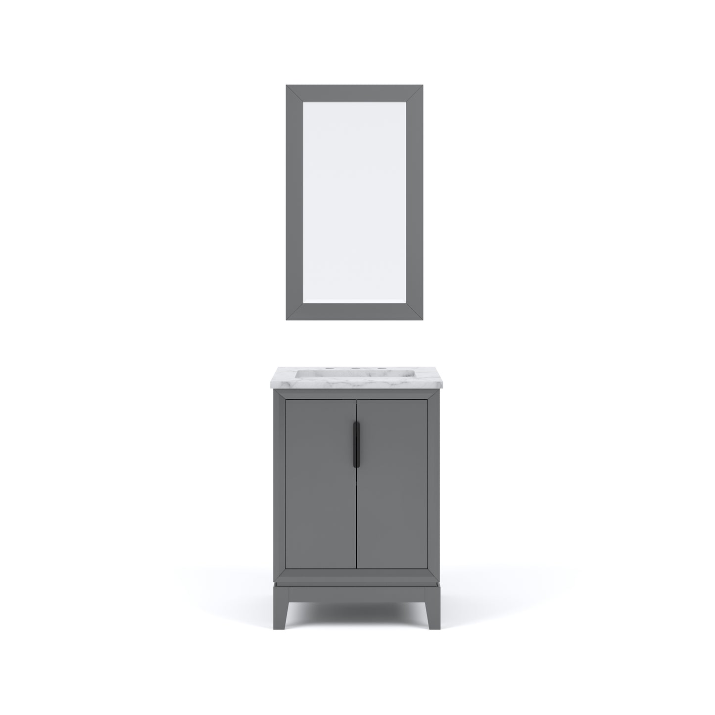 ELIZABETH 24"W x 34.25"H Cashmere Gray Single-Sink Vanity with Carrara White Marble Countertop + Mirror