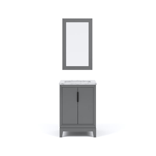 ELIZABETH 24"W x 34.25"H Cashmere Gray Single-Sink Vanity with Carrara White Marble Countertop + Mirror