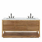 OAKMAN 72"W x 34.3"H Mango Wood Double-Sink Vanity with Carrara White Marble Countertop + Oil-Rubbed Bronze Faucet