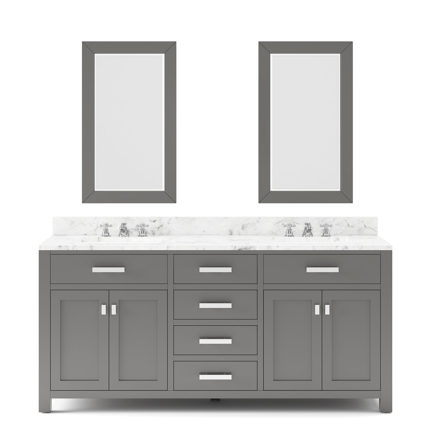 MADISON 72"W x 34"H Cashmere Gray Double-Sink Vanity + Mirrors