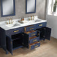 MADISON 72"W x 34"H Monarch Blue Double-Sink Vanity with Carrara White Marble Countertop + Faucets (F2-0012-06-TL)