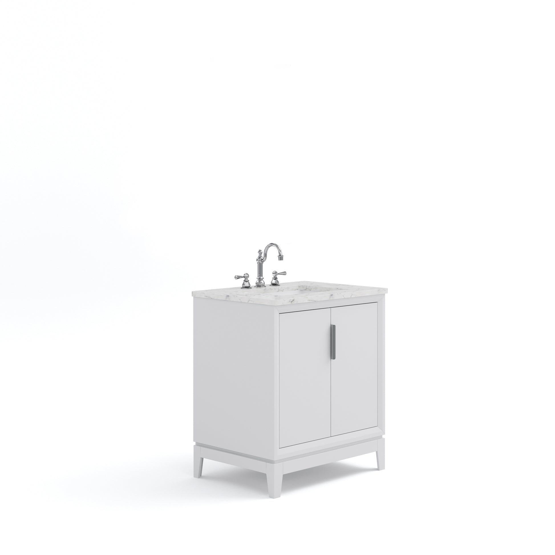 ELIZABETH 30"W x 34.25"H Pure White Single-Sink Vanity with Carrara White Marble Countertop + Faucets (F2-0012-01-TL)