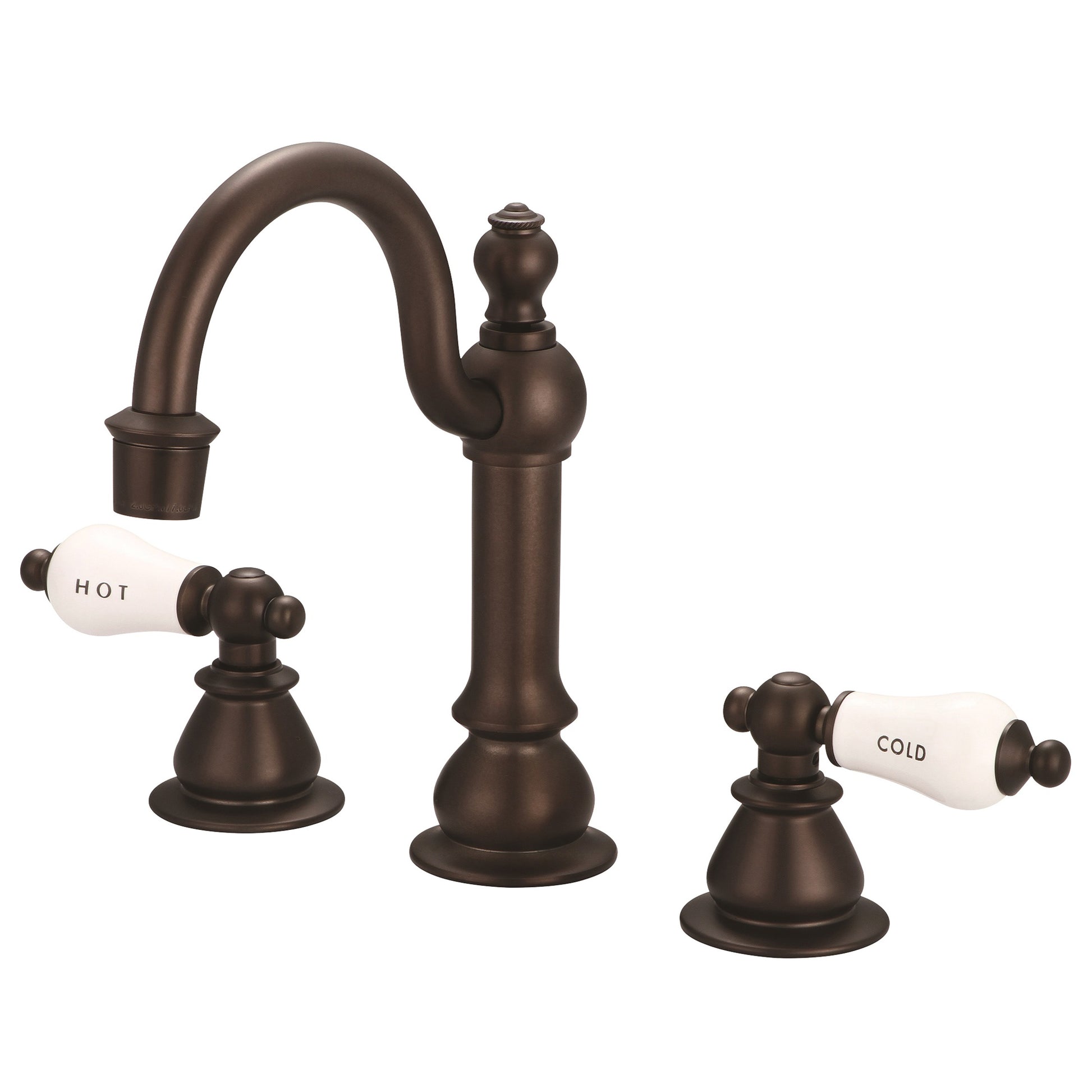 American 20th Century Classic Widespread Bathroom F2-0012 Faucets With Pop-Up Drain in Oil Rubbed Bronze Finish, With Porcelain Lever Handles, Hot And Cold Labels Included