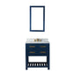 MADALYN 30"W x 34"H Monarch Blue Single-Sink Vanity with Carrara White Marble Countertop + Faucets & Mirror (F2-0013)