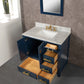 MADISON 36"W x 34"H Monarch Blue Single-Sink Vanity with Carrara White Marble Countertop + Faucets & Mirror (F2-0012-06-TL)