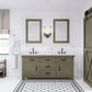 ABERDEEN 72"W x 34"H Grizzle Gray Double-Sink Vanity with Carrara White Marble Countertop + Faucets & Mirrors