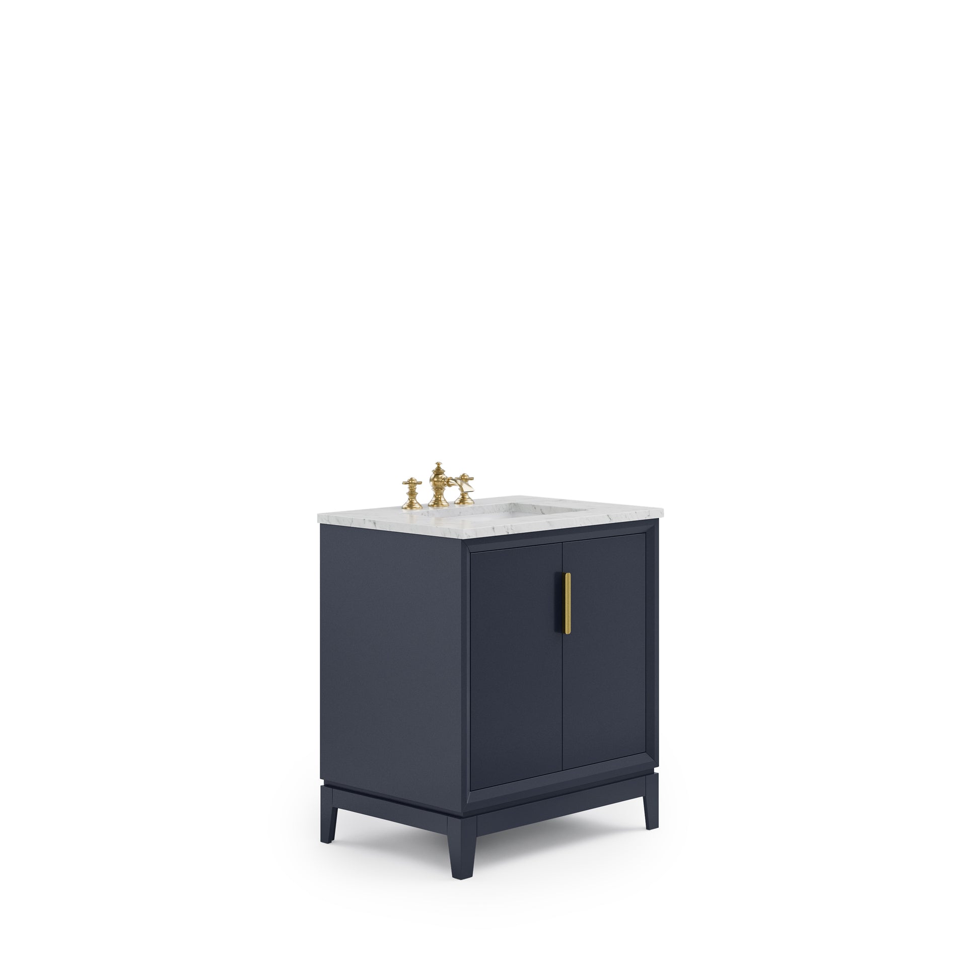 ELIZABETH 30"W x 34.25"H Monarch Blue Single-Sink Vanity with Carrara White Marble Countertop + Faucets (F2-0013-06-FX)