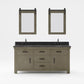 ABERDEEN 72"W x 34"H Grizzle Gray Double-Sink Vanity with Blue Limestone Countertop + Hook Faucet and Mirror