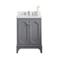 QUEEN 24"W x 34"H Cashmere Gray Single-Sink Vanity with Carrara Quartz Countertop + Faucets (F2-0013)