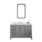 QUEEN 48"W x 34"H Cashmere Gray Single-Sink Vanity with Carrara Quartz Countertop + Faucets & Mirror (F2-0013)