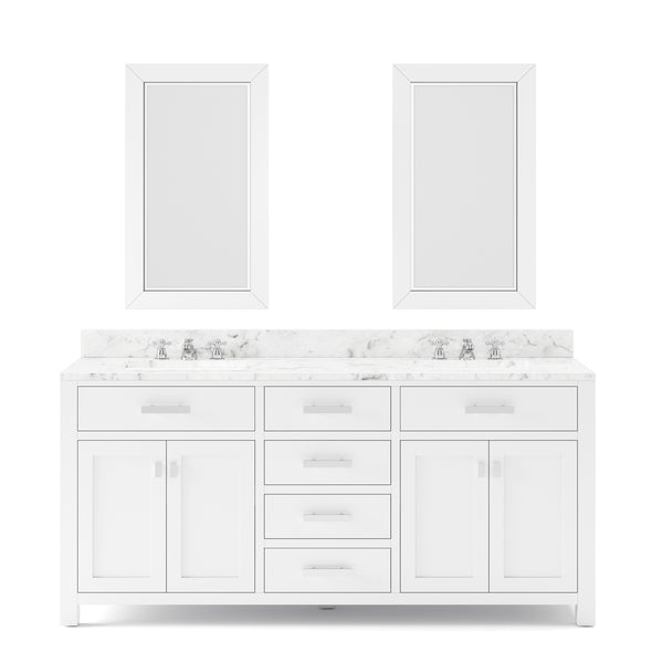 MADISON 72W x 34H Pure White Double-Sink Vanity + Faucets & Mirrors