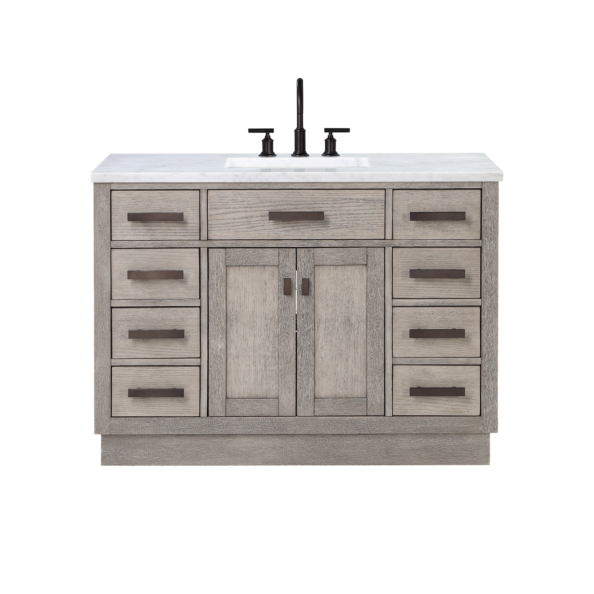 CHESTNUT 48"W x 34.2"H Gray Oak Single-Sink Vanity with Carrara White Marble Countertop + Faucet